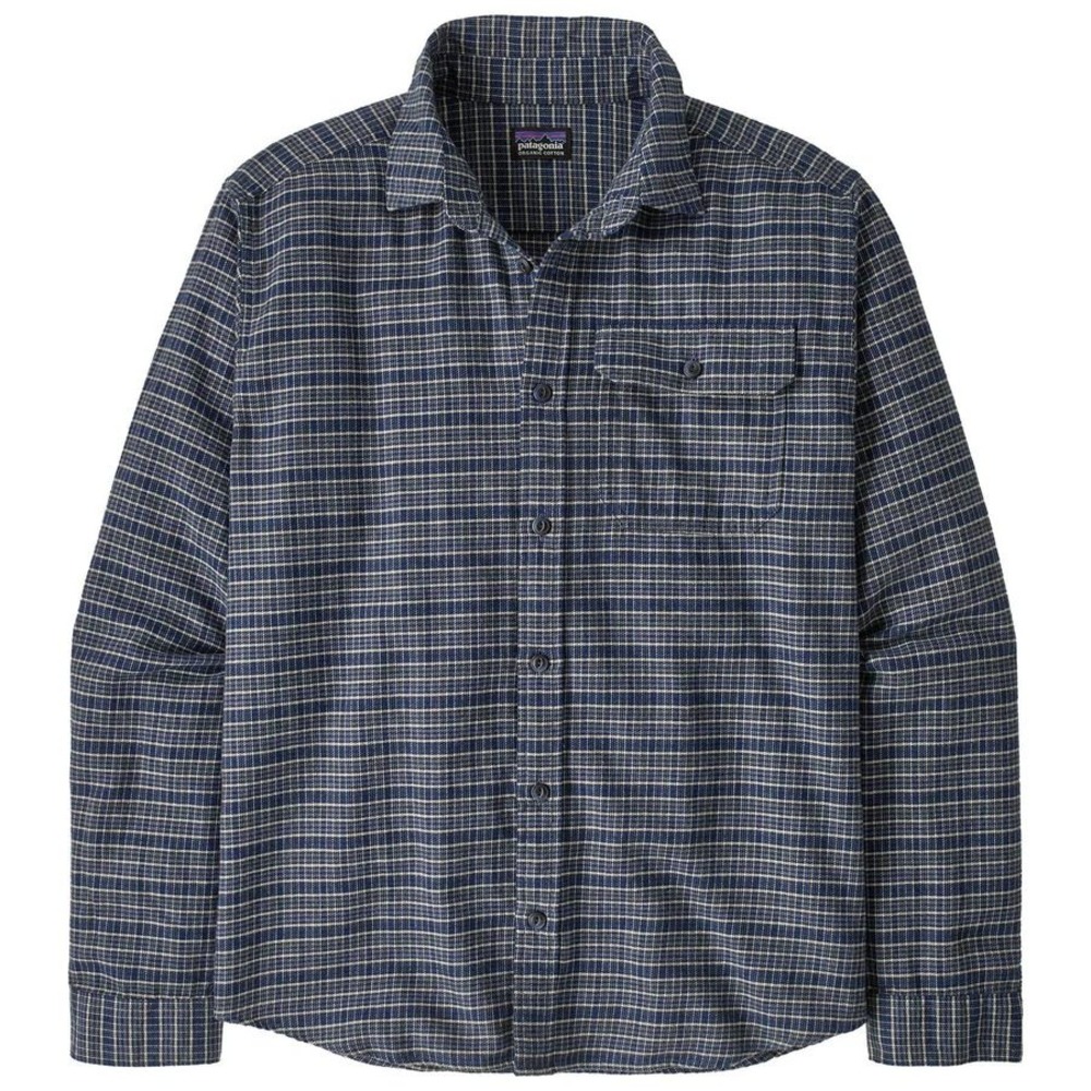 Patagonia Mens Plaid Fjord Tracks Sunken Blue Flannel Shirt Size Medium NWT